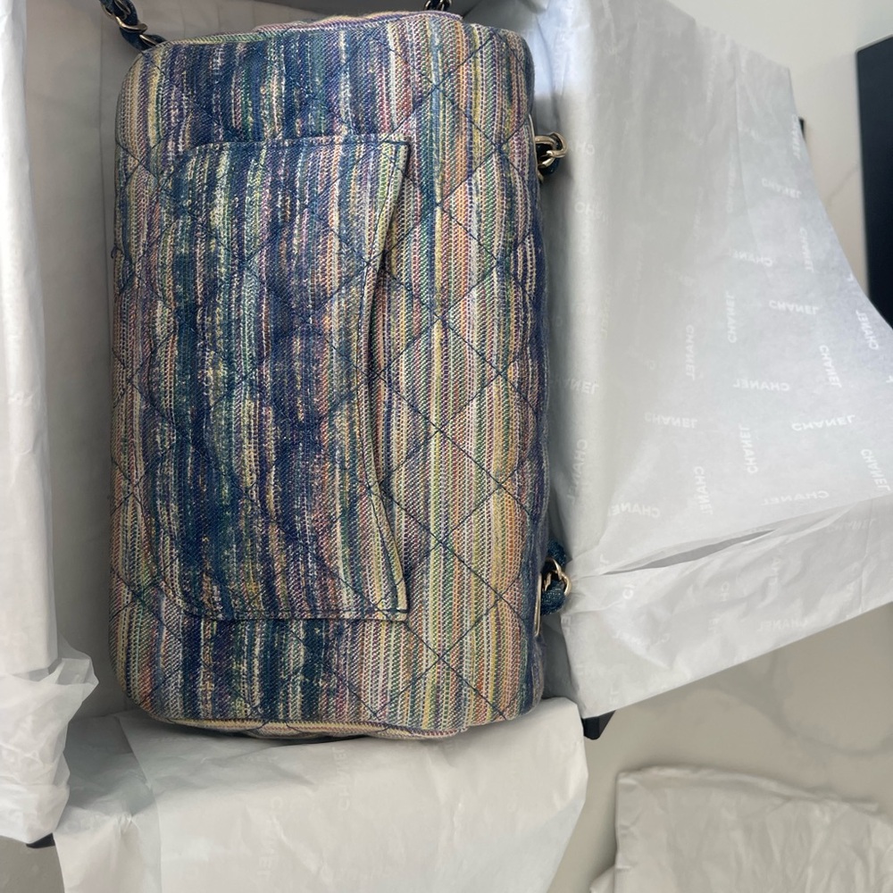 Chanel Blue and Gold Quilted Crossbody Bag Mini - Picture 7 of 15